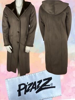 PIZAZZ Vintage Faux Suede & Sherpa Hooded Coat Fits Small-Medium (Video)